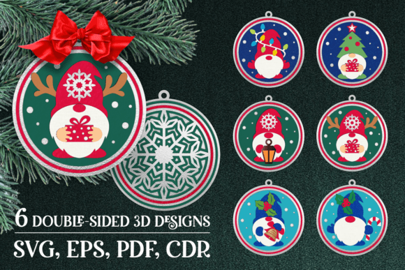 3D SVG Christmas Gnomes for Bloggers