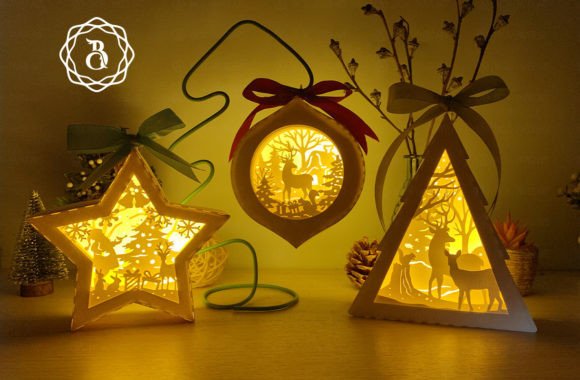 3D SVG Christmas Paper Cut Template