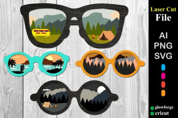 Сamping Glasses Forest Nature Bundle SVG