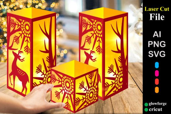 Christmas Lantern Paper Cutting SVG: 3D SVG Shapes