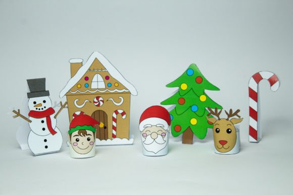Christmas Village Paper Toy Set 3D SVG Kids Crafts