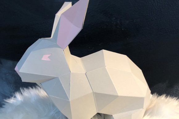 Cute Bunny Paper Sculpture: 3D SVG for Animals Branding