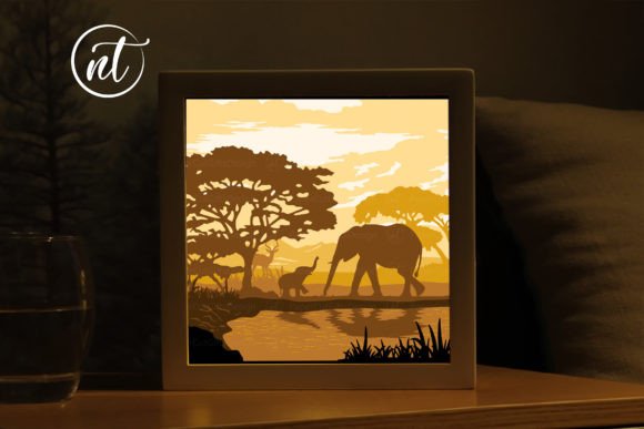 Elephants Lightbox Template 3D SVG