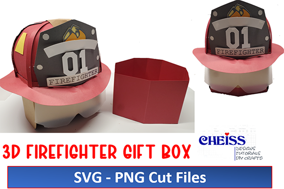 Firefighter Helmet Gift Box 3D SVG