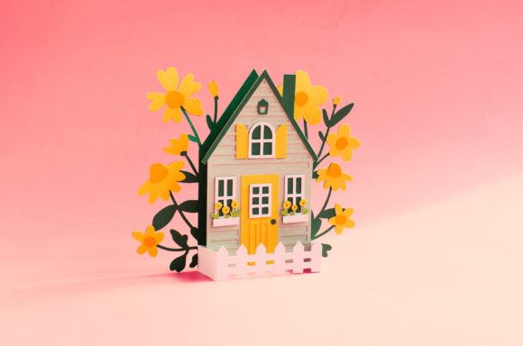 Flower Cottage Box Card 3D SVG for Seasons