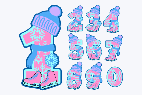 Ice Skating Numbers 3D SVG Shapes