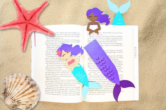 Mermaid Papercut Bookmark SVG Duo