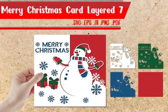 Merry Christmas Card Layered 7 Svg 3D SVG