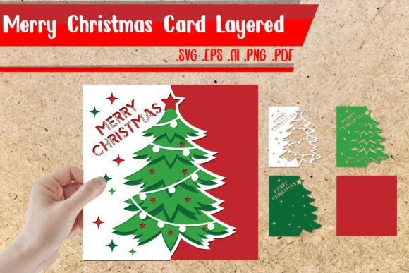 Merry Christmas Card Layered Svg 3D SVG