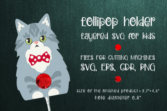 Norwegian Forest Cat Lollipop Holder 3D SVG