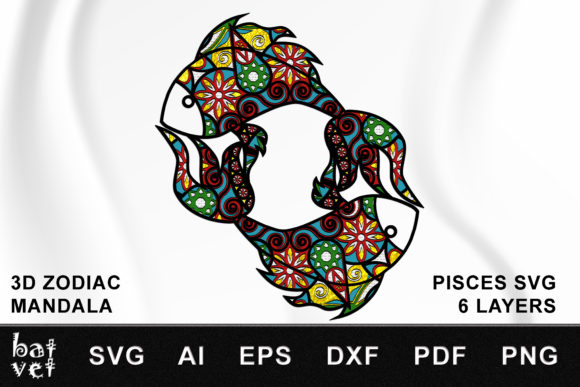 Pisces SVG Zodiac Mandala 3D SVG Shapes