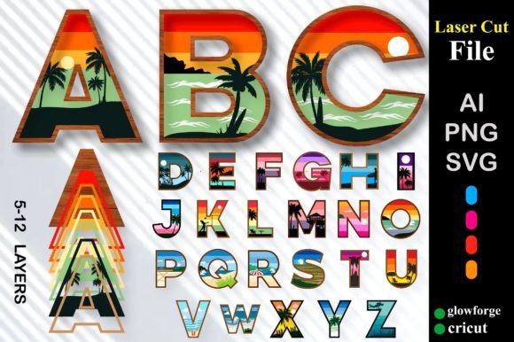 Summer Alphabets 3D SVG Shapes
