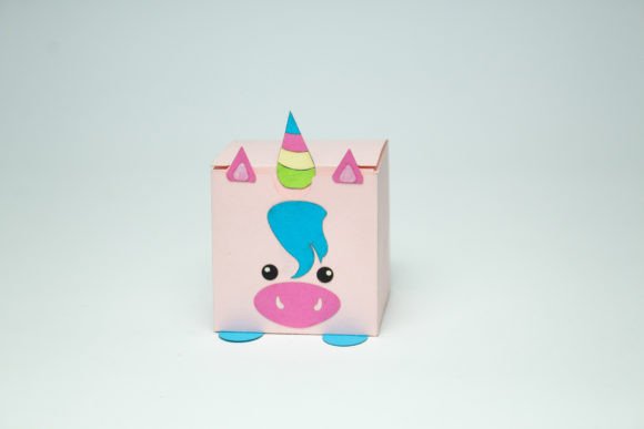 Unicorn Kids Favor Box 3D SVG