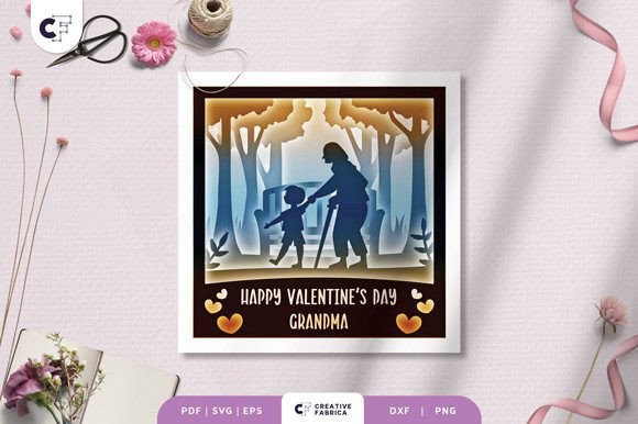 Valentine's 3D SVG: Grandma Shadow Box for Holidays