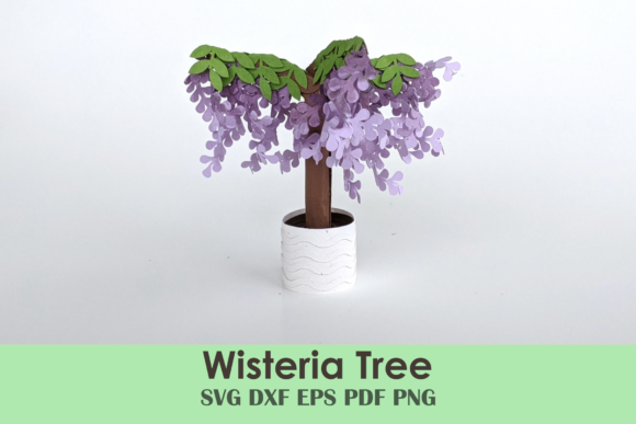 Wisteria Tree Mini Paper Plant Template 3D SVG