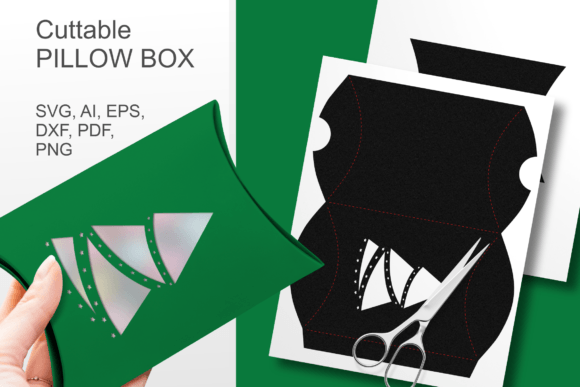 X-mas Pillow Favor Box Template SVG: 3D SVG Gift Boxes